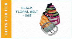 Gift For Her: Black Floral Belt - $65