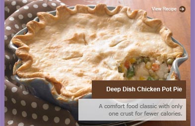 Deep Dish Chicken Pot Pie. A comfort food classic with only one crust for fewer calories.
