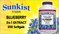 Sunkist® Vitamins, Blueberry, 36:1 Extract, 200 Softgels